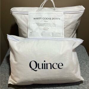 New Quince White Goose Down Pillow Set (2) Standard Soft/Medium